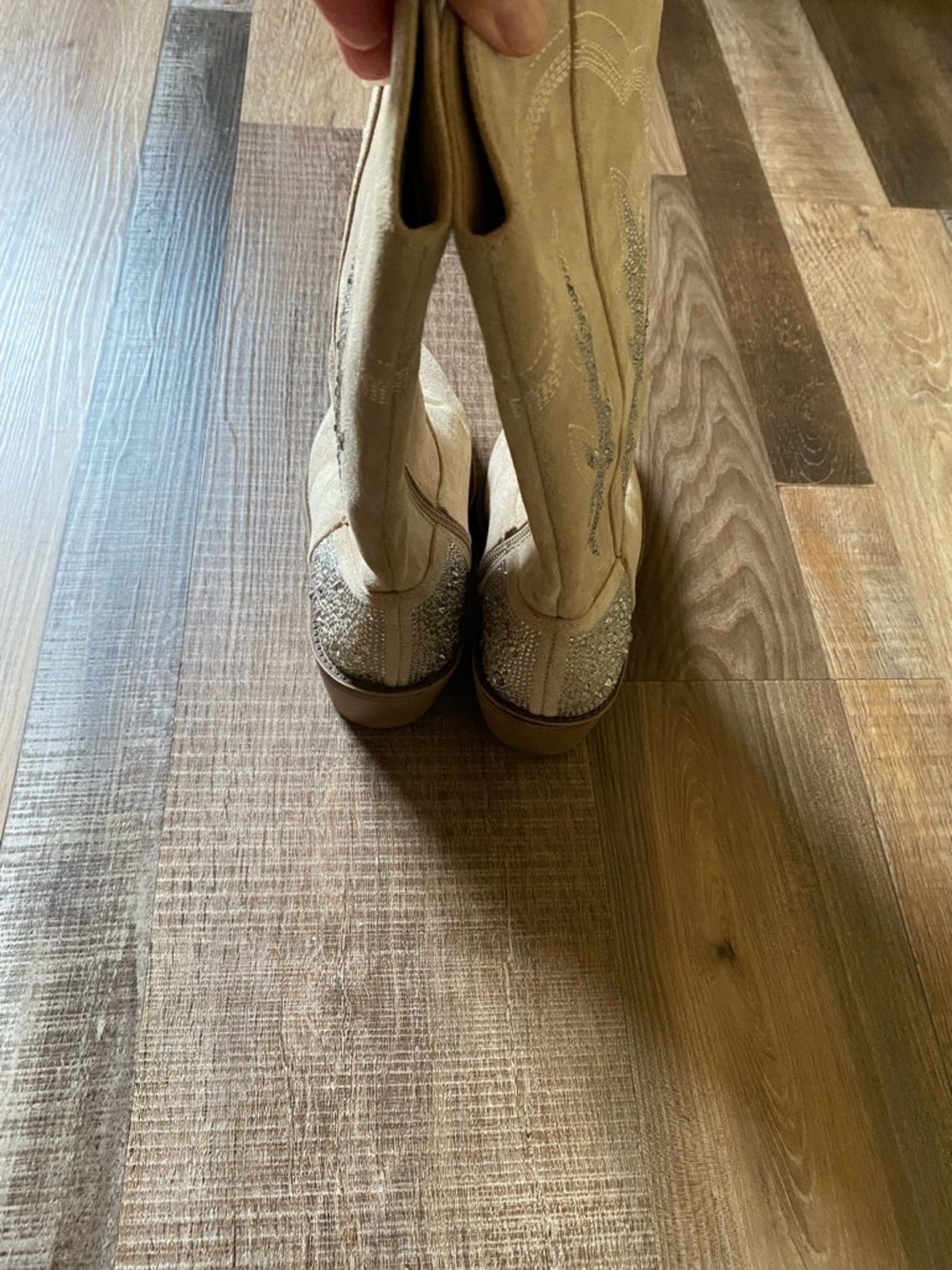 Madden Girl Cream Rhinestone Western Boots - Picture 2 of 7